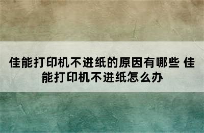 佳能打印机不进纸的原因有哪些 佳能打印机不进纸怎么办